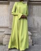 Solid Color Flared Sleeves Long Sleeves High-neck Maxi Dresses