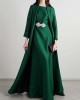 Embroidered Solid Color Long Sleeves Loose Evening Dresses