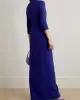 Asymmetric Pleated Solid Color Split-side Zipper Long Sleeves Skinny Maxi Dresses Evening Dresses