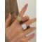 Adjustable Hollow Sequined Solid Color Rings Accessories