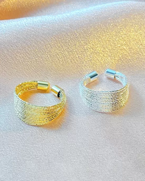 Adjustable Hollow Sequined Solid Color Rings Accessories