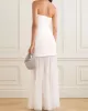 Bandeau Sleeveless Belted Pleated Solid Color Split-Joint Zipper Tube Evening Dresses Maxi Dresses