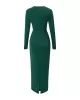 Bowknot Solid Color Bodycon Long Sleeves V-neck Maxi Dresses