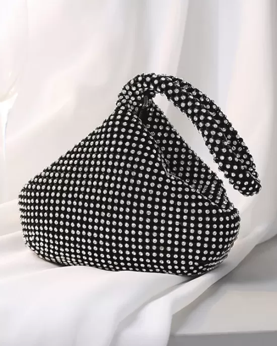 Geometric Rhine Stones Zipper Handbags