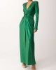 Long Sleeves Solid Color V-Neck Evening Maxi Dresses