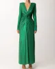 Long Sleeves Solid Color V-Neck Evening Maxi Dresses