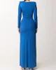 Long Sleeves Solid Color V-Neck Evening Maxi Dresses