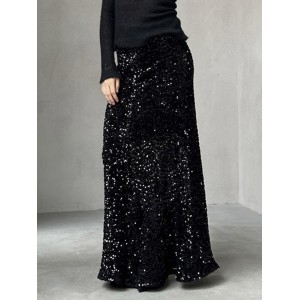 Sequined Split-Joint H-Line Loose Skirts