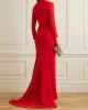 Long Sleeves Solid Color Half Turtleneck Evening Dresses Maxi Dresses