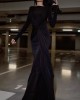 Solid Color Long Sleeves Mermaid Round-neck Maxi Dresses Evening Dresses