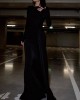 Solid Color Long Sleeves Mermaid Round-neck Maxi Dresses Evening Dresses