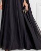 Batwing Sleeves Loose Jacquard See-Through Solid Color Split-Joint Three-Dimensional Flower Round-Neck Maxi Dresses