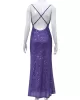 Back Cross Sequined Split-Joint Spaghetti-Neck Maxi Dresses