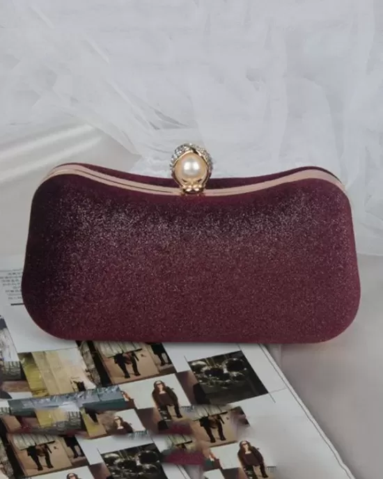 Vintage Solid Color Velvet Hand Bag