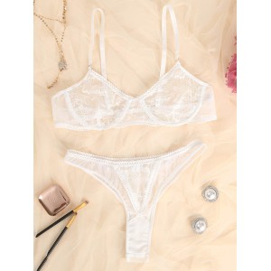 Sexy See-Through Lace Underwired Split Erotic Lingerie