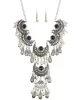 Retro Hollow Necklace Earrings Set