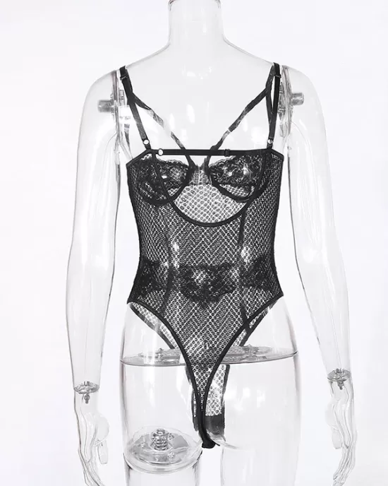 Sexy Gauze Underwired Split-Joint Teddy Lingerie