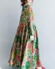 National Style Flower Printed Long Dress