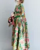 National Style Flower Printed Long Dress