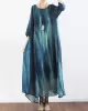 Artistic Retro 2 Pieces Printed Round-Neck Loose Maxi Dress