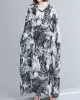 Ethnic Printed Vintage Plus Size V-Neck Loose Casual Dress