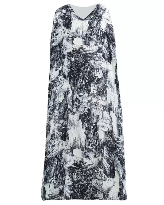 Ethnic Printed Vintage Plus Size V-Neck Loose Casual Dress