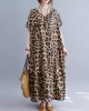 Loose Leopard V-Neck Batwing Sleeves Maxi Dress