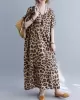 Loose Leopard V-Neck Batwing Sleeves Maxi Dress