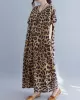 Loose Leopard V-Neck Batwing Sleeves Maxi Dress