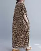 Loose Leopard V-Neck Batwing Sleeves Maxi Dress