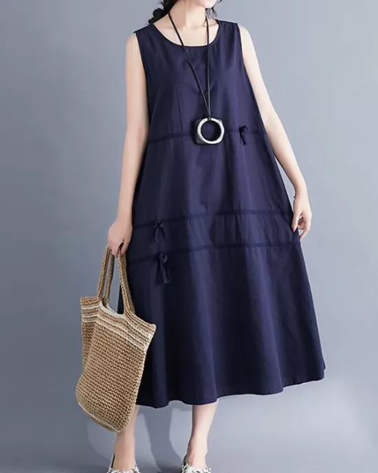 Casual Sleeveless A-line Long dress