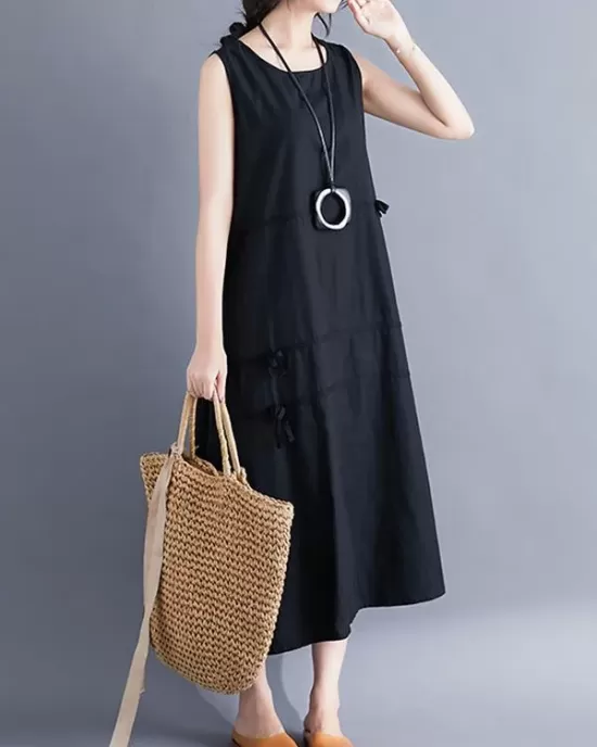 Casual Sleeveless A-line Long dress