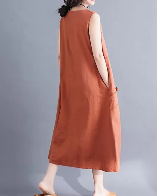 Casual Sleeveless A-line Long dress