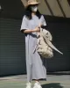 Casual Short Sleeves Solid Color Round-Neck Maxi Dress