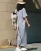 Casual Short Sleeves Solid Color Round-Neck Maxi Dress