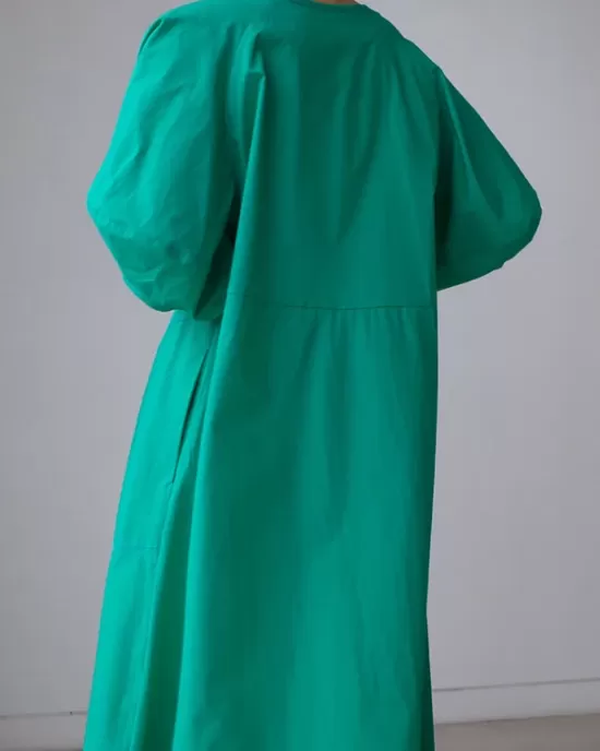 Original Bishop Sleeve Solid Color Midi Dress