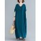 9 Colors Loose Solid Color V-Neck Maxi Dress