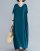 9 Colors Loose Solid Color V-Neck Maxi Dress