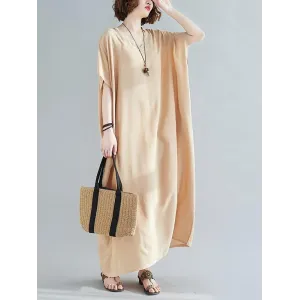 9 Colors Loose Solid Color V-Neck Maxi Dress