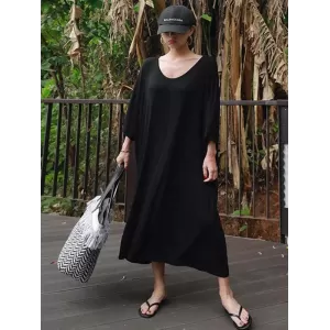 Loose Soft Batwing Sleeve Long Dress