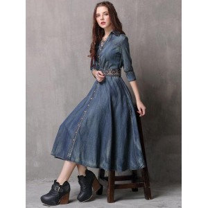 Vintage Embroidered Cropped Denim Dress