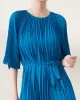 Loose Pleated With Waistband Solid Color Round-Neck Maxi Dresses