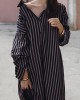 Loose Striped Lapel Split-joint Blouse Dress