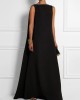 Loose Simple Solid Color Sleeveless V-Back Maxi Dress