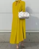 Casual Long Sleeves High-Low Solid Color Maxi Dresses