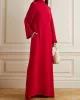 Long Sleeves Hollow Pockets Solid Color High-Neck Evening Dresses