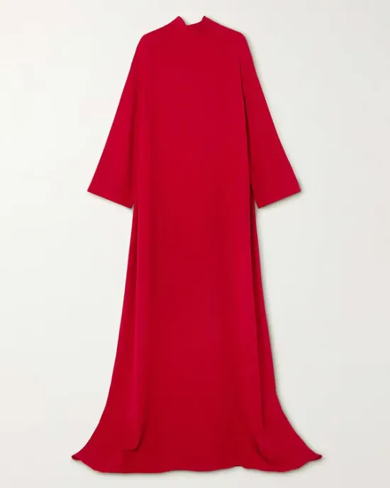 Long Sleeves Hollow Pockets Solid Color High-Neck Evening Dresses