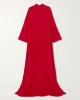 Long Sleeves Hollow Pockets Solid Color High-Neck Evening Dresses