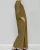 Solid Color Split-Joint Long Sleeves Loose V-Neck Maxi Dresses