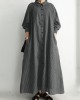 Buttoned Striped A-Line Long Sleeves Lapel Shirt Dress Maxi Dresses